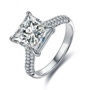 4 Ct Princess Cut Lab Diamond Half Luxury Pave Engagement Ring - LGG Jewelry