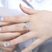 4 Ct Princess Cut Lab Diamond Half Luxury Pave Engagement Ring - LGG Jewelry