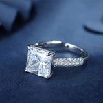 Load image into Gallery viewer, 4 Ct Princess Cut Lab Diamond Half Luxury Pave Engagement Ring - LGG Jewelry
