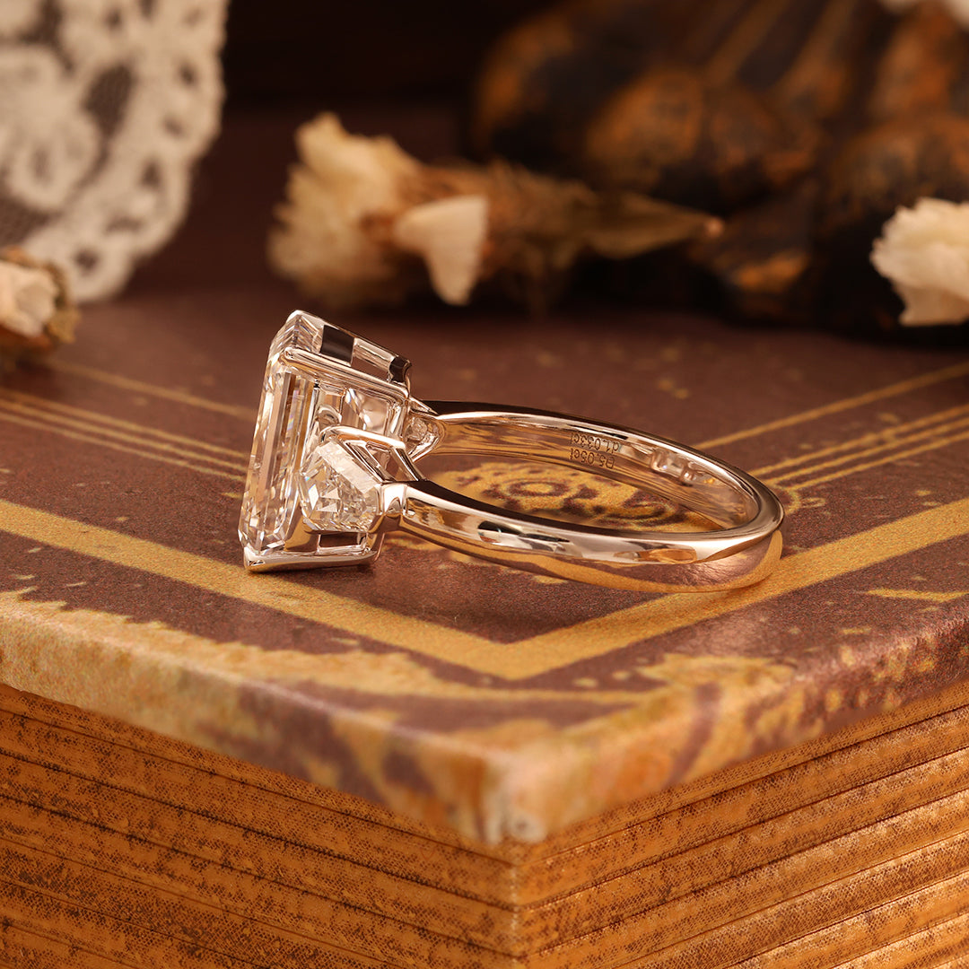 5 CT Emerald Cut Lab Diamond Three-Stone Engagement Ring