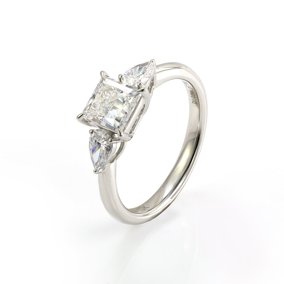 1 CT Princess Cut Lab Diamond Three-Stone Engagement Ring