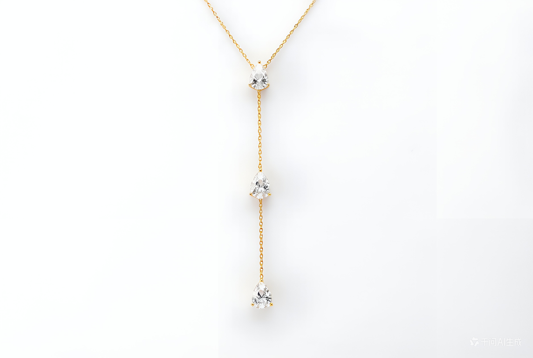 18K Yellow Gold  1CT Pear Cut Necklace