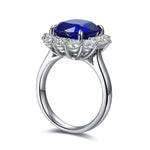 Lade Bild in die Galerieansicht, 5 Ct Cushion Cut Lab Blue Sapphire Halo Engagement Ring - LGG Jewelry