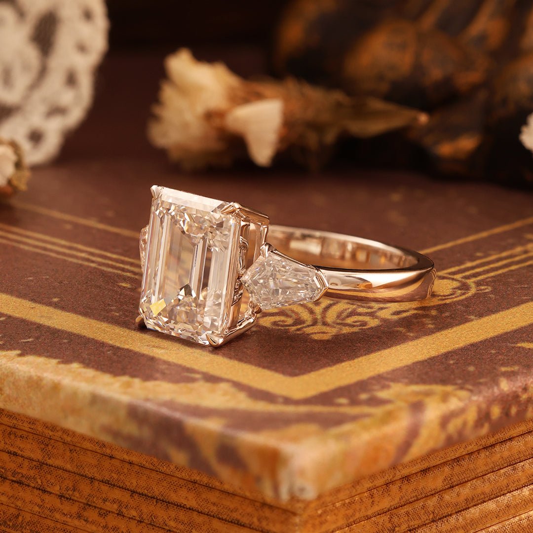 5 CT Emerald Cut Lab Diamond Three-Stone Engagement Ring - LGG Jewelry