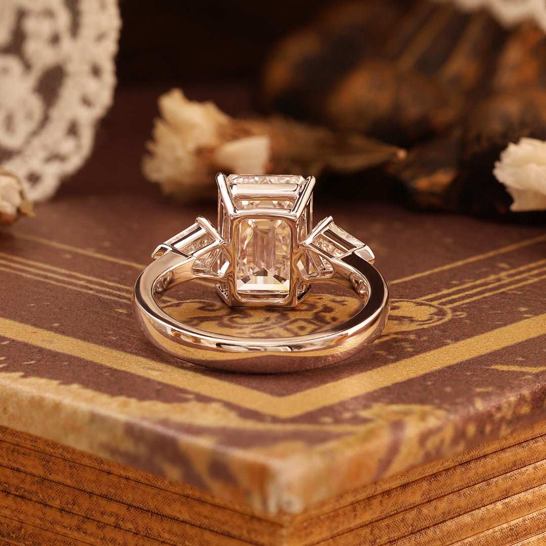 5 CT Emerald Cut Lab Diamond Three-Stone Engagement Ring - LGG Jewelry