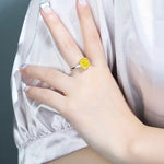 Lade Bild in die Galerieansicht, 5 Ct Fancy Vivid Yellow Radiant Lab Diamond Three-Stone Engagement Ring (Setting Price Only) - LGG Jewelry