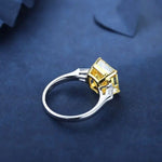 Lade Bild in die Galerieansicht, 5 Ct Fancy Vivid Yellow Radiant Lab Diamond Three-Stone Engagement Ring (Setting Price Only) - LGG Jewelry