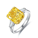 Lade Bild in die Galerieansicht, 5 Ct Fancy Vivid Yellow Radiant Lab Diamond Three-Stone Engagement Ring (Setting Price Only) - LGG Jewelry