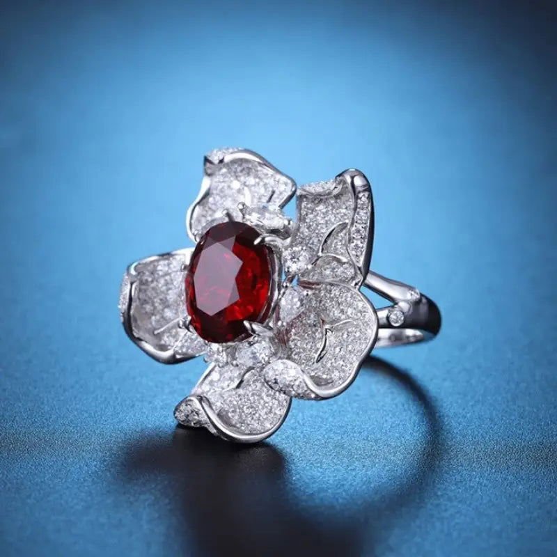 5 Ct Oval Cut Lab Ruby Art Deco Engagement Ring - LGG Jewelry