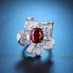 Lade Bild in die Galerieansicht, 5 Ct Oval Cut Lab Ruby Art Deco Engagement Ring - LGG Jewelry