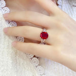 Load image into Gallery viewer, 5.3 Ct Cushion Shape Lab Ruby Four Prongs Half Graduating Channel Engagement Ring - LGG Jewelry
