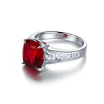Load image into Gallery viewer, 5.3 Ct Cushion Shape Lab Ruby Four Prongs Half Graduating Channel Engagement Ring - LGG Jewelry
