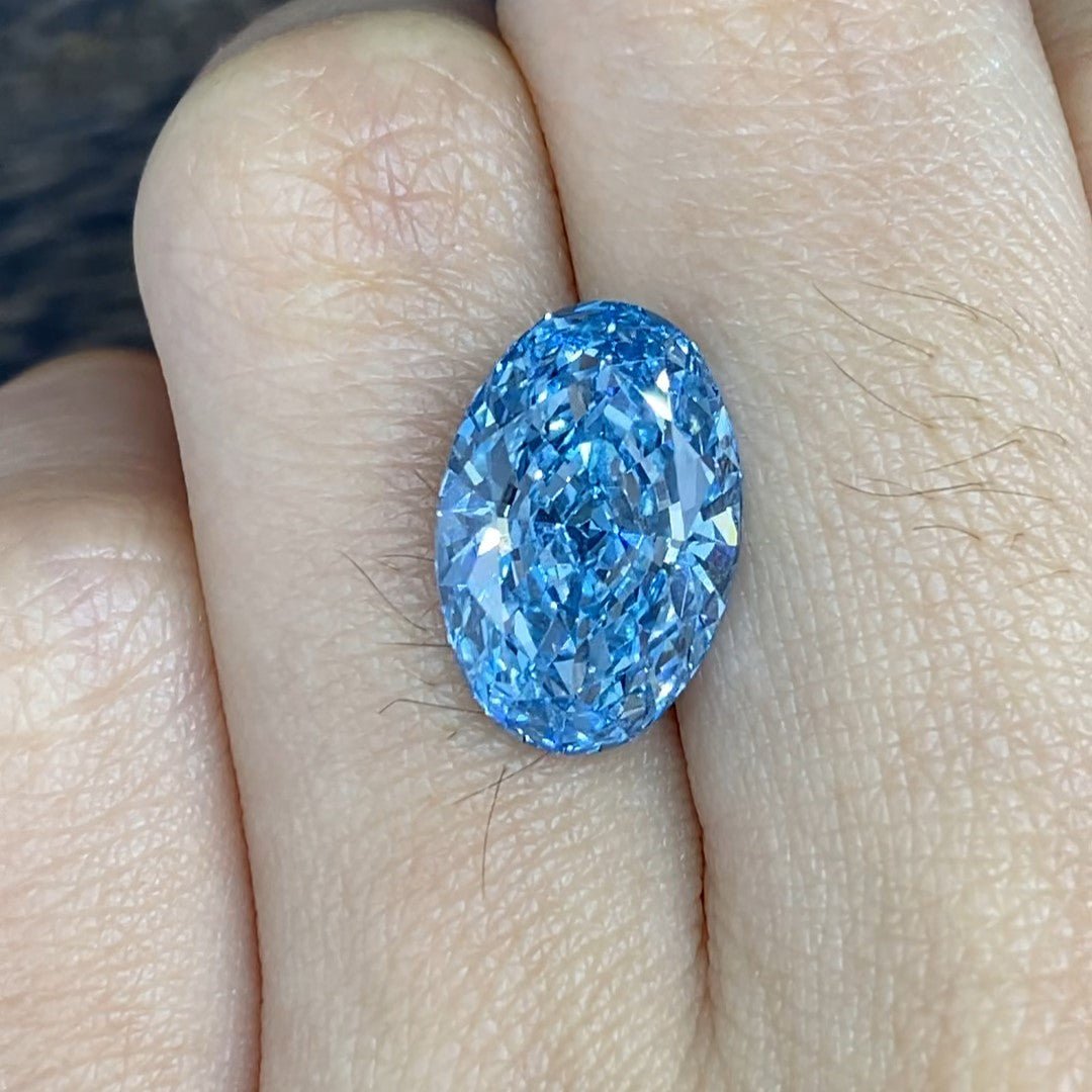 5.031 Ct Oval Cut Fancy Blue Lab Diamond VS - LGG Jewelry