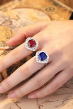 Lade Bild in die Galerieansicht, 5.5 Ct Cushion Cut Lab Blue Sapphire Cluster Engagement Ring - LGG Jewelry