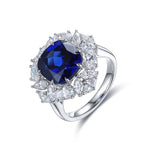 Lade Bild in die Galerieansicht, 5.5 Ct Cushion Cut Lab Blue Sapphire Cluster Engagement Ring - LGG Jewelry