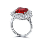 Lade Bild in die Galerieansicht, 5.9 Ct Asscher Cut Lab Ruby Cluster Engagement Ring - LGG Jewelry