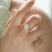 3CT Emerald Cut Lab Diamond Solitaire Engagement Ring