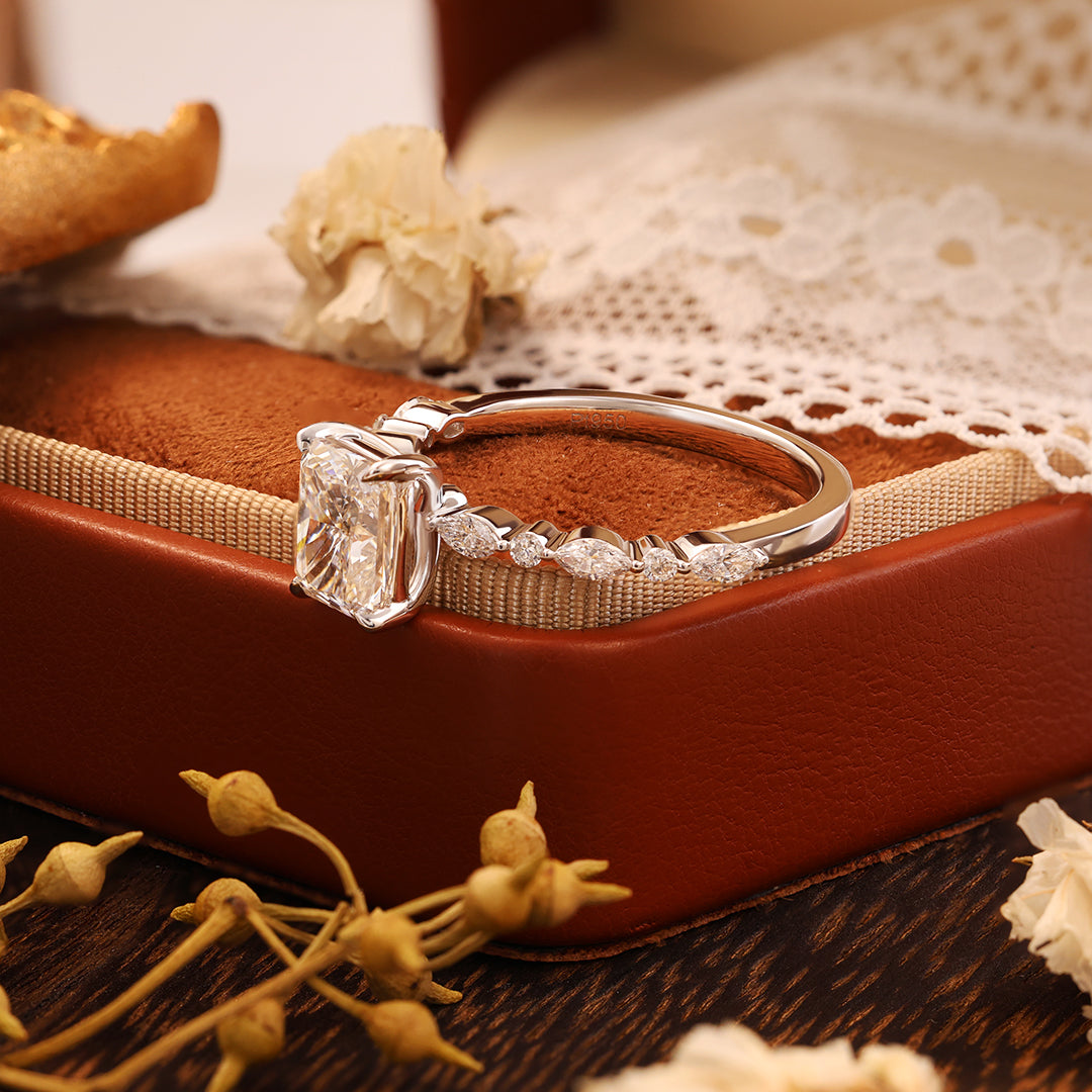 2 CT Radiant Cut Lab Diamond Bubble Band Engagement Ring