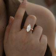 3CT Marquise Cut Lab Diamond Solitaire Engagement Ring