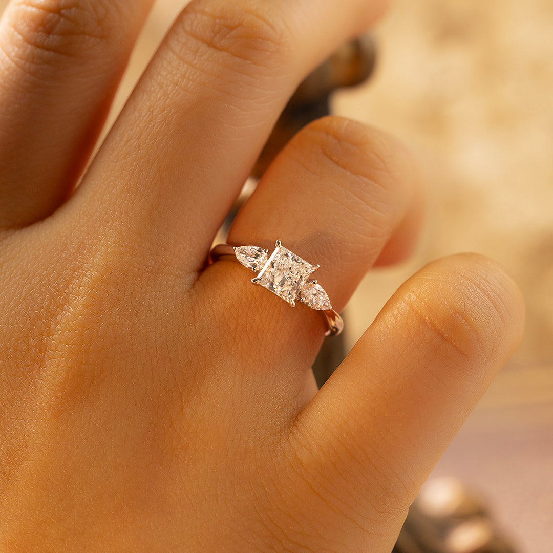 1 CT Princess Cut Lab Diamond Three-Stone Engagement Ring