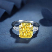 5 Ct Fancy Vivid Yellow Radiant Lab Diamond Three-Stone Engagement Ring (Setting Price Only) - LGG Jewelry