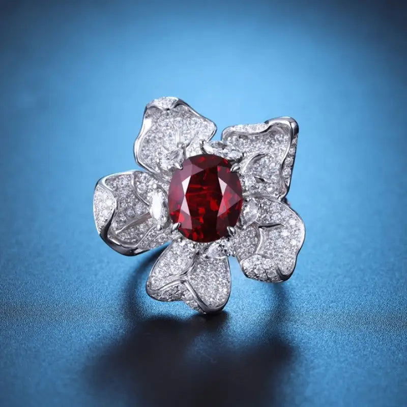 5 Ct Oval Cut Lab Ruby Art Deco Engagement Ring - LGG Jewelry