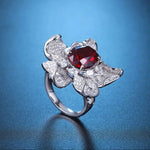 Load image into Gallery viewer, 5 Ct Oval Cut Lab Ruby Art Deco Engagement Ring - LGG Jewelry
