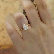 2Ct Pear Shape Lab Diamond  Solitaire Engagement Tulip Ring