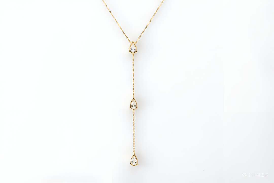 18K Yellow Gold  1CT Pear Cut Necklace