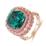 Charger l&#39;image dans la visionneuse de galerie, 6.5 Ct Cushion Lab Emerald Triple-Halo Engagement Ring - LGG Jewelry
