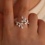 Load image into Gallery viewer, Leafy Marquise Cut Lab Diamond Open Ring
