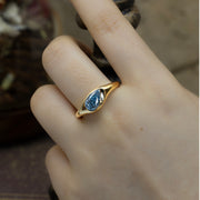 1CT Pear Shape Blue  Lab diamond   Engagement Ring