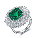 Lade Bild in die Galerieansicht, 6.5 Ct Asscher Cut Lab Emerald Luminous Cluster Engagement Ring - LGG Jewelry