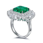 Lade Bild in die Galerieansicht, 6.5 Ct Asscher Cut Lab Emerald Luminous Cluster Engagement Ring - LGG Jewelry