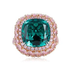Lade Bild in die Galerieansicht, 6.5 Ct Cushion Lab Emerald Triple-Halo Engagement Ring - LGG Jewelry