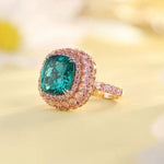 Lade Bild in die Galerieansicht, 6.5 Ct Cushion Lab Emerald Triple-Halo Engagement Ring - LGG Jewelry