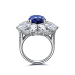 Lade Bild in die Galerieansicht, 6.5 Ct Oval Cut Lab Blue Sapphire Art Deco Inspired Engagement Ring - LGG Jewelry
