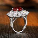 Lade Bild in die Galerieansicht, 6.5 Ct Oval Cut Lab Ruby Art Deco Inspired Engagement Ring - LGG Jewelry