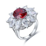 Lade Bild in die Galerieansicht, 6.5 Ct Oval Cut Lab Ruby Art Deco Inspired Engagement Ring - LGG Jewelry