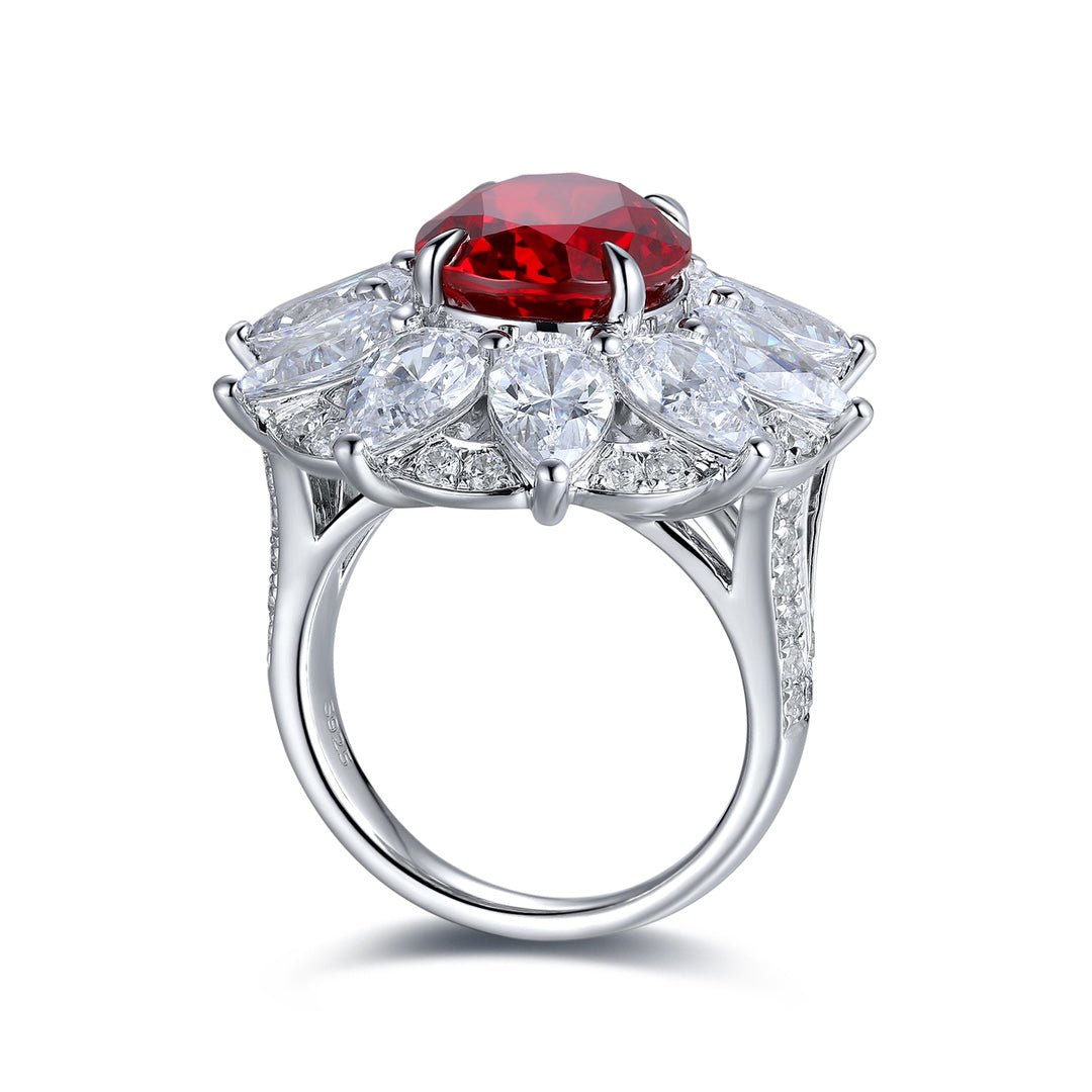 6.5 Ct Oval Cut Lab Ruby Art Deco Inspired Engagement Ring - LGG Jewelry