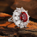 Lade Bild in die Galerieansicht, 6.5 Ct Oval Cut Lab Ruby Art Deco Inspired Engagement Ring - LGG Jewelry