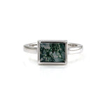 Lade Bild in die Galerieansicht, 6*8mm Rectangular Moss Agate Solitaire Ring - LGG Jewelry
