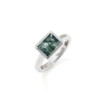 Lade Bild in die Galerieansicht, 6*8mm Rectangular Moss Agate Solitaire Ring - LGG Jewelry