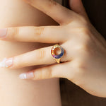 Load image into Gallery viewer, Gradient Rainbow Lab Sapphire Engagement Ring
