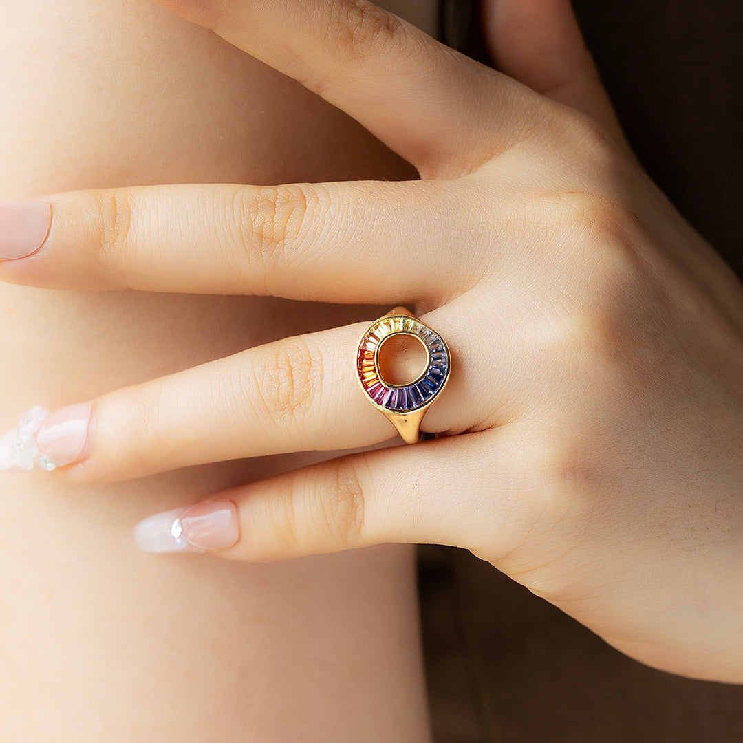 Gradient Rainbow Lab Sapphire Engagement Ring