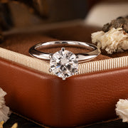 Classic 2 CT Round Cut Lab Diamond Six-Prong Engagement Ring