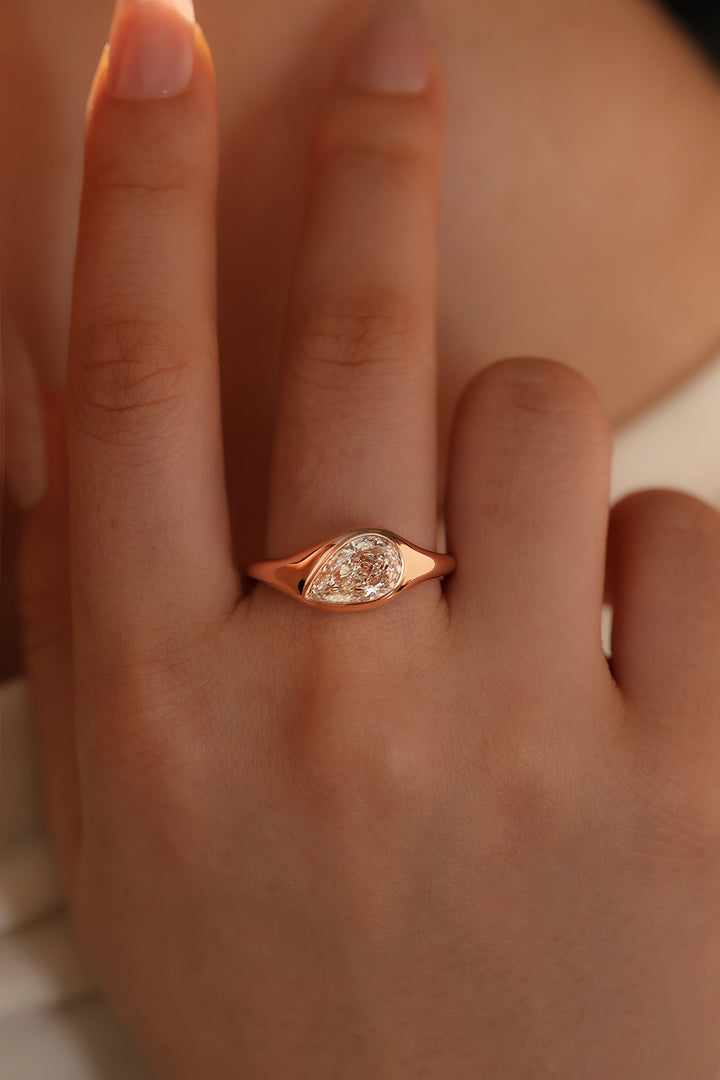 2Ct Pear Shape Lab Diamond  Solitaire Engagement Ring