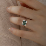 Load image into Gallery viewer, 6*8mm Rectangular Moss Agate Solitaire Ring
