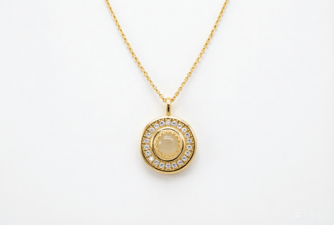 6mm Opal Halo Pendant Necklace in 10K Yellow Gold - LGG Jewelry