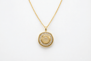 6mm Opal Halo Pendant Necklace in 10K Yellow Gold - LGG Jewelry